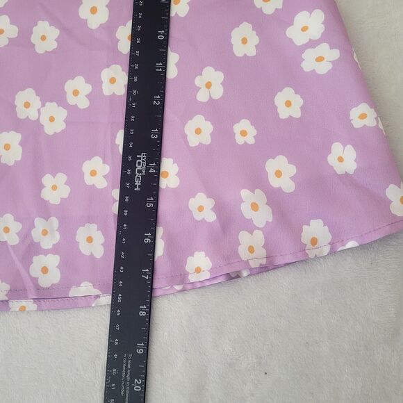 Lyaner Lavender Floral Satin Silky High Waist Mini Skirt 90s Inspired‎ Size XL - Picture 8 of 8